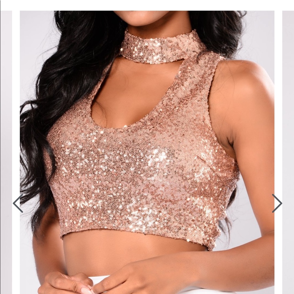 Gold sequence crop top